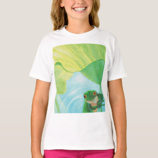 Groene kikker onder Lily Pad T-shirt