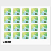 Groene kikker onder Lily Pad Vierkante Sticker (Vel)