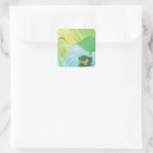 Groene kikker onder Lily Pad Vierkante Sticker (Tas)