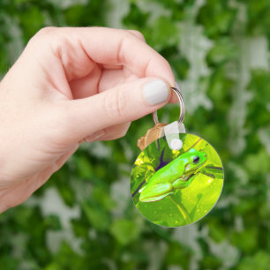 Groene kikker op een blad, sleutelhanger