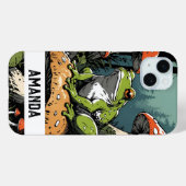 Groene Kikker op Paddestoel Custom Naam Case-Mate iPhone Case (Achterkant (horizontaal))