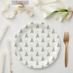 Groene kikker Schattige Whimsical Baby Shower Papieren Bordje