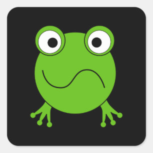 Groene kikker. Verward. Vierkante Sticker