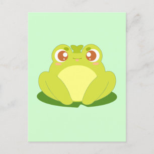 Groene kikker zittend op blad briefkaart