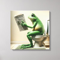 Groene kikker zittend op een toilet