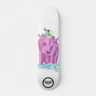 Groene kikkerroze varken skateboard