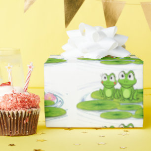 groene kikkers op lantaarnpaal cadeaupapier