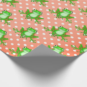 Groene kikkers op poka Dots Cadeaupapier