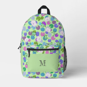 Groene kikkers patroon gepersonaliseerd monogram bedrukte rugzak