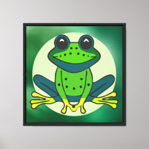Groene kikkervis-Cartoon Canvas Afdruk