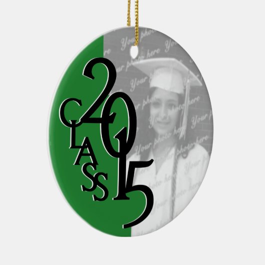 Groene Klasse 2015 Afstuderen Foto Keramisch Ornament (Rechts)