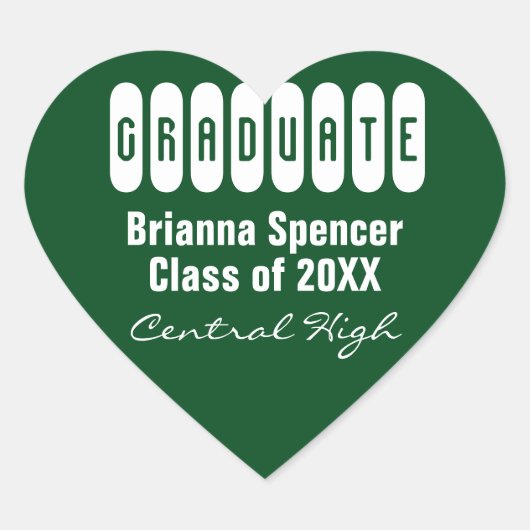 Groene Klasse van 2018 Heart Afstuderen Envelope S Hart Sticker (Voorkant)