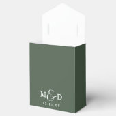 Groene klassieke moderne monogram bruiloft bedankdoosjes (Geopend)