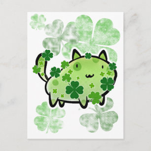 Groene klaver kat briefkaart