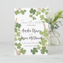 Groene klaver lente bloemen bruiloft  Save The