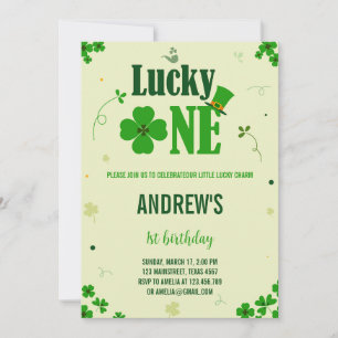Groene klaver Lucky One First Birthday Kaart