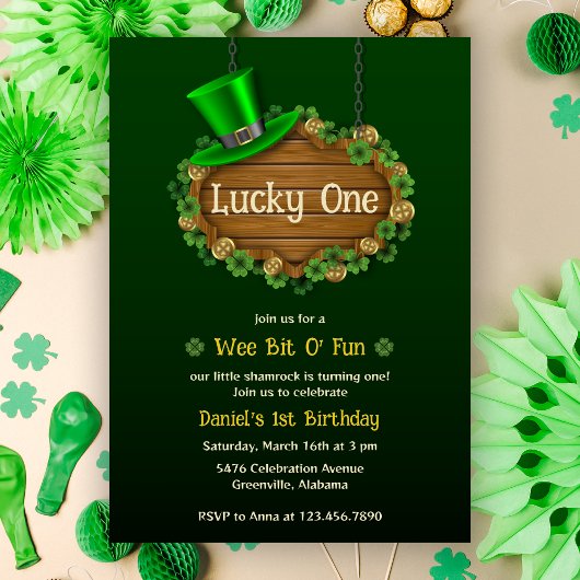 Groene Klaver Lucky One St Patrick's 1e verjaardag Kaart