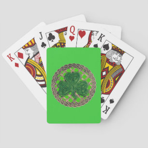 Groene klaver op Keltische knoopwerk speelkaarten