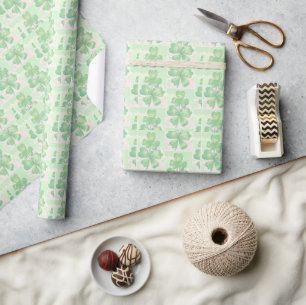 Groene Klaver Shamrock Achtergrond St. Patrick's D Cadeaupapier