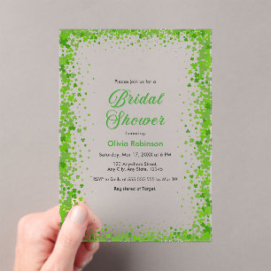 Groene Klaver St. Patrick's Day Ierse Bruidsdouche Acryl Uitnodigingen