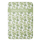 Groene Klaverblad St Patrick Day Aangepaste naam Badmat (Voorkant Verticaal)