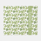 Groene Klaverblad St Patrick Day Aangepaste naam Fleece Deken (Voorkant (Horizontaal))