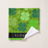 Groene Klavers, Lucky Clovers, Jouw naam Bad Handdoek (Wasdoekje)