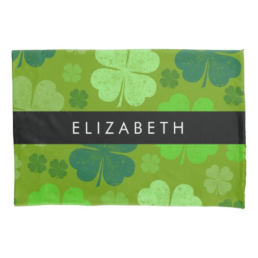 Groene Klavers, Lucky Clovers, Jouw naam Kussensloop (Voorkant)