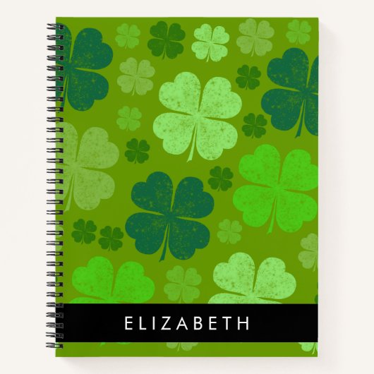 Groene Klavers, Lucky Clovers, Jouw naam Notitieboek (Voorkant)