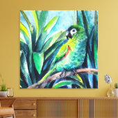 Groene kleine ara canvas afdruk (Insitu (Woonkamer))