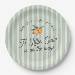 Groene kleine cutie op de weg citrus Baby shower Papieren Bordje