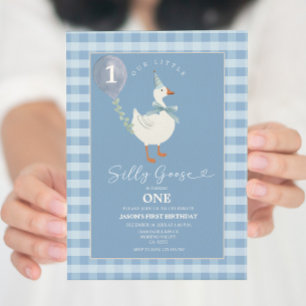 Groene kleine Gekke Goose Balloon Boy 3e verjaarda Kaart