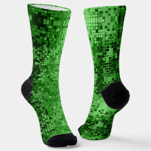 Groene kleine vierkante geometrische patroon sokken