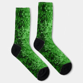 Groene kleine vierkante geometrische patroon sokken (Rechts)