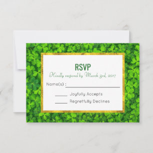 Groene kleppen met Faux Gold Foil RSVP Kaartje