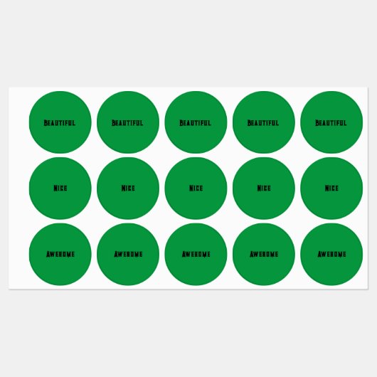 Groene kleur met zwarte tekst Medium Circle Labels (Vel)
