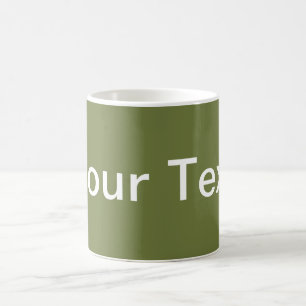 Groene KLEUR SLECHTS/olijf + uw tekst Koffiemok