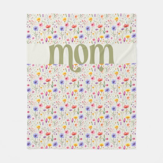  Groene Kleurrijke Wildflower Pattern Mam Fleece Deken (Voorkant)