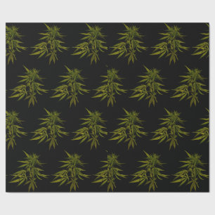 Groene knoppen op zwart, speciaal opvulpapier cadeaupapier