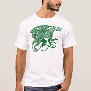 Groene Knotwork Draak op wit T-shirt