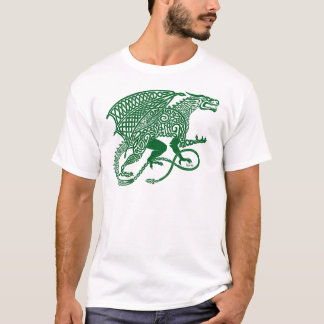 Groene Knotwork Draak op wit T-shirt