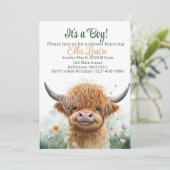 Groene koe Hoogland baby shower uitnodiging (Staand voorkant)