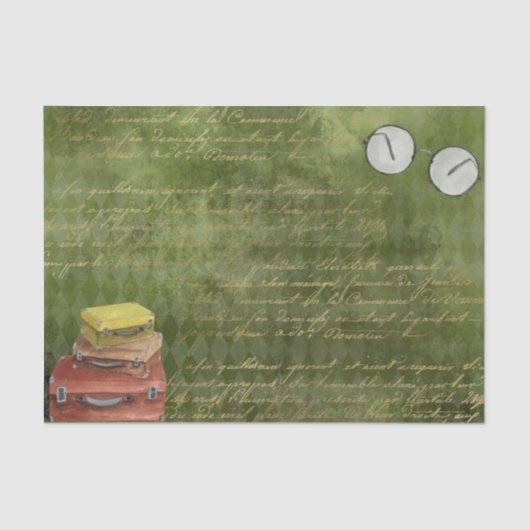  groene koffers en loskoppeling van bril tissuepapier (Voorkant)