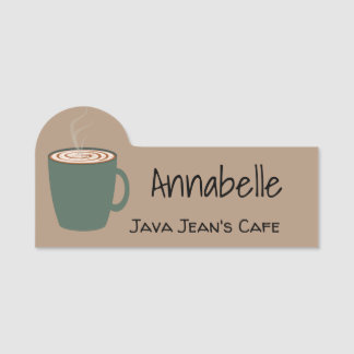 Groene koffie met label naamplaatje