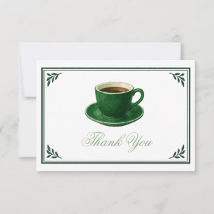 Groene koffiekop baby shower elegante bedankje bedankkaart