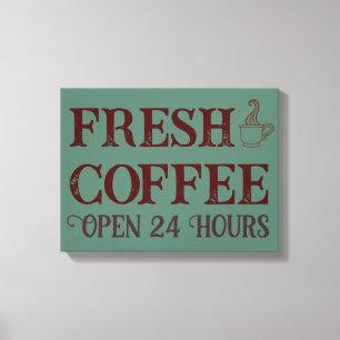 groene koffiewinkel voor gebarentaal canvas afdruk