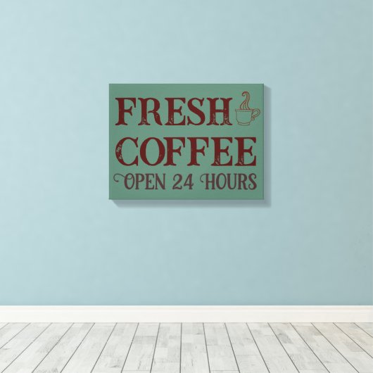 groene koffiewinkel voor gebarentaal canvas afdruk (Insitu (Houten vloer))