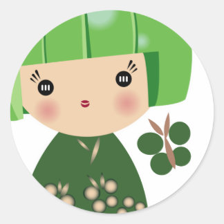 Groene Kokeshi Triplet Sticker