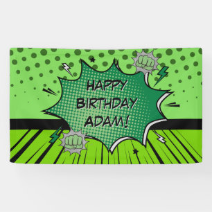 Groene komische verjaardag spandoek