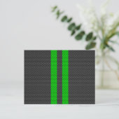 Groene koolstofvezel, racestrepen briefkaart (Staand voorkant)